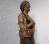 57 см. Момиче с петел Невероятна много стара дървена статуя , снимка 5