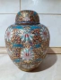 Cloisonne Клоазоне стара ваза буркан бронз клетъчен емайл, снимка 4