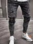 Мъжки модни тесни дънки със средна талия, снимка 1
