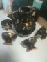 Керамичен сервиз за вино. Черно със злато. Чисто нов. Ръчно рисуван. За механа. Българско производст, снимка 9