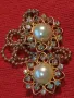 ЕФЕКТНА ПОЗЛАТЕНА ВИНТИДЖ АРТ СТИЛ ДВОЙНА БРОШКА с ВЕРИЖКИ РЯДЪК МОДЕЛ с ИСКРЯЩИ КРИСТАЛИ 75511, снимка 13