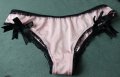 М розови сатенирани изрязани бикини/бразилиани с черни жартиери, снимка 9
