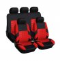 Универсална текстилна авто тапицерия, калъфи за автомобилни седалки, пълен комплект, 9 части в черве
