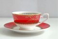Червени чаши за чай и кафе от костен порцелан използваем в миялна машина, снимка 2