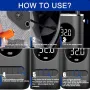 Нова Бърза преносима помпа с LED и LCD дисплей 150PSI Компресор за гуми, снимка 4