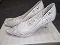 Дамски обувки висок ток естествена кожа голям номер 40 бял цвят, снимка 2
