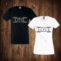 Тениски за двойки с щампа мъжка тениска + дамска тениска ONE LOVE  