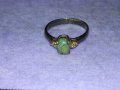 Стар АНГЛИЙСКИ СРЕБЪРЕН ПРЪСТЕН ЛАКИРАНО СРЕБРО 925 с НАТУРАЛЕН ШЛИФОВАН НЕФРИТ и ЦИРКОНИ 39897, снимка 13