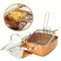 Migas Copper Pan квадратен тиган със стъклен капак-5 начина на готвене, снимка 11
