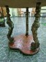 Уникална антикварна масичка от дърво и месинг с мраморен плот , снимка 2