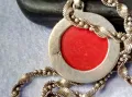 МАРКОВО СРЕБЪРНО КОЛИЕ с СРЕБЪРЕН МЕДАЛЬОН СРЕБРО 925 ITALY с ЮВЕЛИРНО ШЛИФОВАН ЧЕРВЕН КОРАЛ 34928, снимка 3