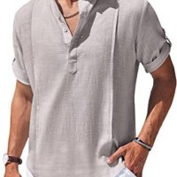 Мъжка ежедневна риза с къс ръкав в стил Henley, 5цвята - 023 - 023, снимка 9 - Ризи - 39222692