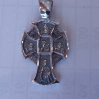 Сребърен двулицев кръст, снимка 4 - Колиета, медальони, синджири - 43688206