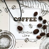 Прозрачно колие "Coffee bean" от епоксидна смола и зърно от кафе , снимка 2 - Колиета, медальони, синджири - 37897742