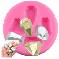 4 камъни диаманти в кръг силиконов молд форма за декорация и украса торта фондан, снимка 1 - Форми - 22521047