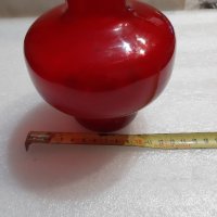 Афторска ваза от червено стъкло, снимка 5 - Вази - 43145038