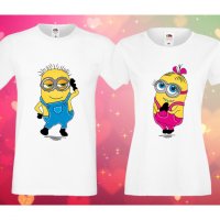 Комплект тениски за влюбени Миньони Minions love couple 2, снимка 1 - Тениски - 33016890