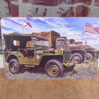 Метална табела кола военен джип камион знаме война войници, снимка 1 - Колекции - 44847794