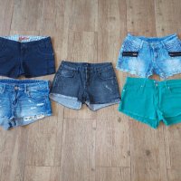 Лот S размер 5 броя Дамски къси дънкови панталони, снимка 1 - Къси панталони и бермуди - 43812552