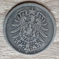 Германия 1 марка 1875 буква А  д14, снимка 2 - Нумизматика и бонистика - 33430412