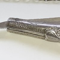 Страхотен голям османски сребърен кюстек с джобно ножче, снимка 2 - Антикварни и старинни предмети - 39505103
