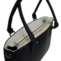 Елегантна дмаска чанта от кожа в черен цвят , снимка 4 - Чанти - 43477560