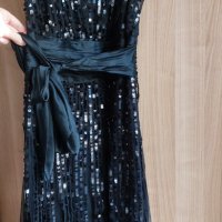 BCBG MAX AZRIA - черна рокля с пайети и тюл, снимка 5 - Рокли - 40531086