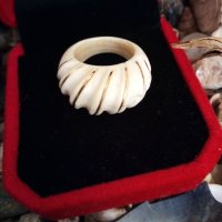 Антикварен  пръстен от злато и слонова кост, снимка 6 - Пръстени - 37934489