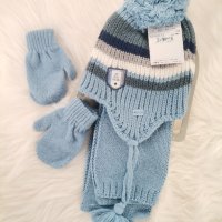 Зимен комплект шапка, шал и ръкавици за момче, снимка 7 - Шапки, шалове и ръкавици - 34816405
