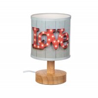Настолна лампион, Нощна лампа, с дървена поставка, любов, снимка 1 - Други - 38665124