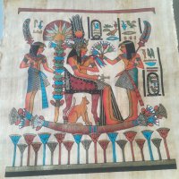 Египетски папирус. Оригинал. Ръчно рисуван. Картина. Подписан. , снимка 1 - Антикварни и старинни предмети - 38121915