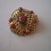 брошка Винтидж червени камани на петна - яспис, снимка 3 - Антикварни и старинни предмети - 40474152