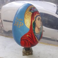 Старо голямо ръчно рисувано яйце керамика религия икона, снимка 3 - Антикварни и старинни предмети - 43542487
