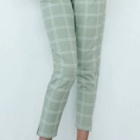 Бледозелен кариран панталон, снимка 1 - Панталони - 37881677