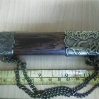 Китайски кортик кама с дървена кания и инкрустирана дръжка, снимка 6 - Ножове - 37081353