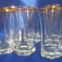 Водни чаши, златни кантове от едно време, 6 бр, снимка 1 - Чаши - 39069135