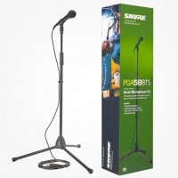 КОМПЛЕКТ МИКРОФОН И СТОЙКА SHURE PGA58BTS, снимка 1 - Микрофони - 39943176