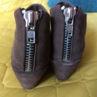 Продавам дамски обувки велур кафяви - платформа., снимка 3 - Дамски ежедневни обувки - 32650513