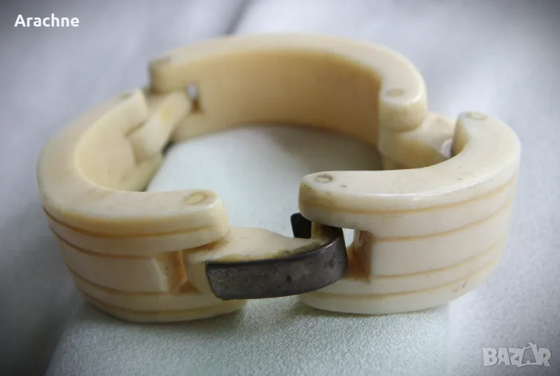 Антикварна,съчленена гривна от слонова кост, снимка 1