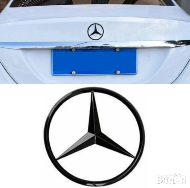 емблема за багажник задна емблема Мерцедес Mercedes-Benz 80мм черен гланц, снимка 1