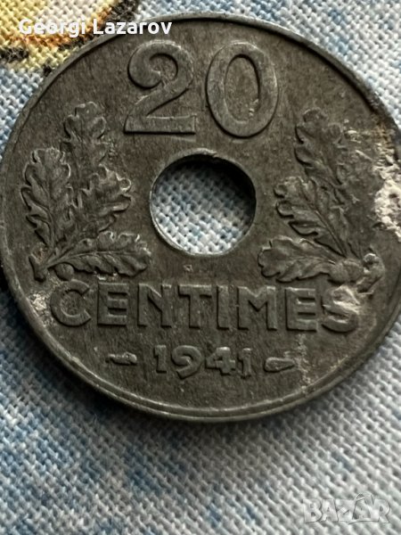 20 сантима Вишистка Франция État Français 1942, снимка 1