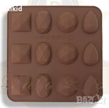 едри камъни диаманти кристали силиконов молд форма фондан гипс шоколад декор, снимка 1