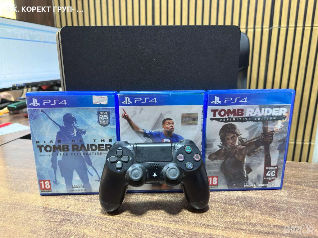 Playstation 4 Slim 500gb с 1 джойстик и 3 игри, снимка 1