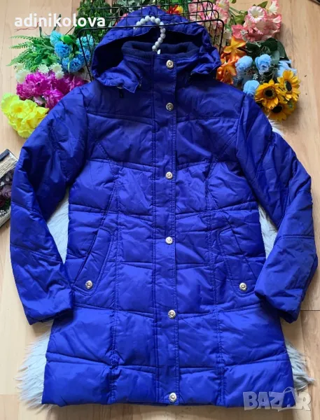 Синьо олекотено зимно яке с гъши пух, снимка 1