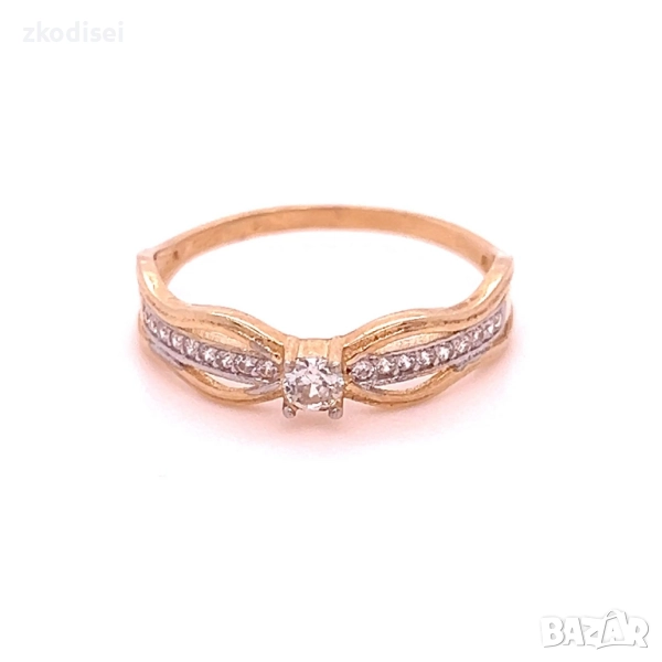 Златен дамски пръстен 1,66гр. размер:56 14кр. проба:585 модел:34469-5, снимка 1