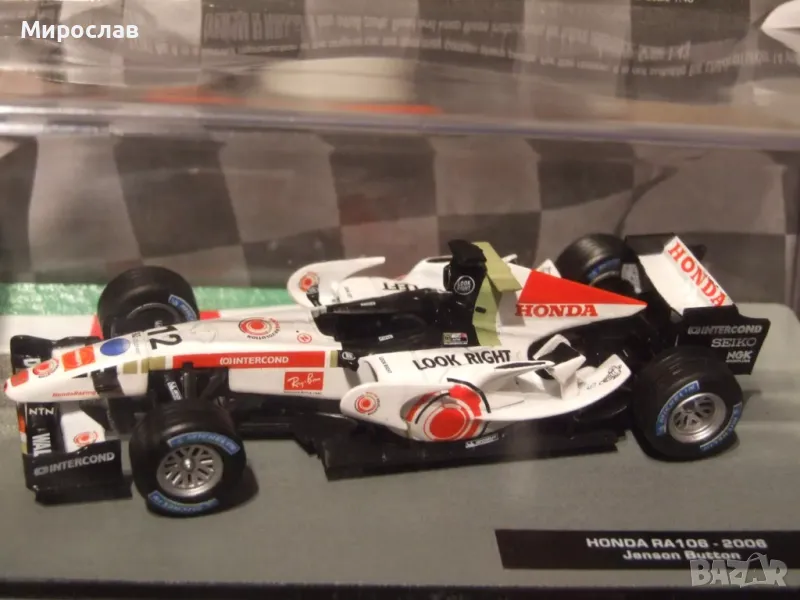 1:43 ATLAS HONDA RA 106 2006 JENSON BUTTON БОЛИД ФОРМУЛА, снимка 1