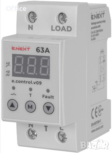 Реле за контрол на напрежение, монофазно с индикация e.control.v09 63А, снимка 1
