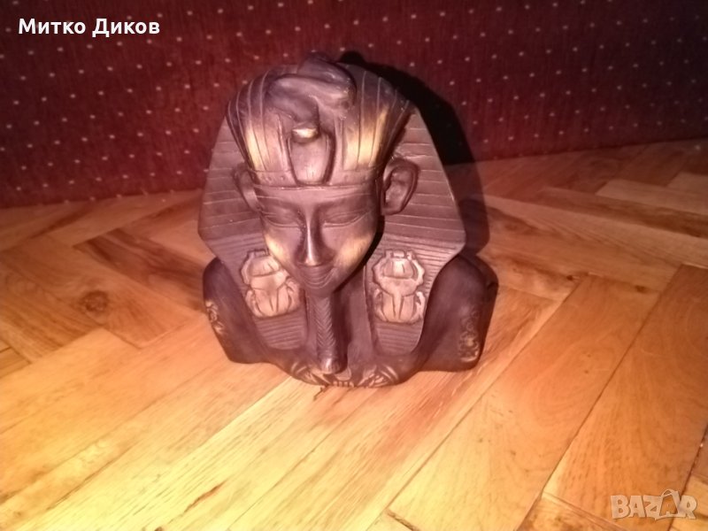 Тутанкамон египетска дървена статуя маска Н-18см на 16х10см, снимка 1