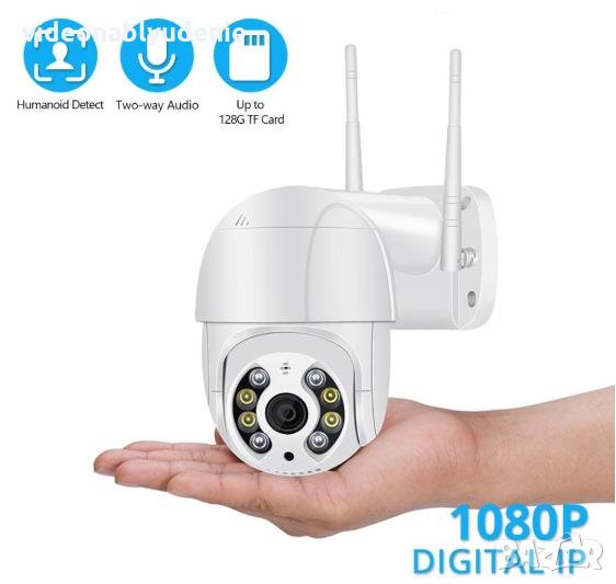 Водонепромокаема FULLHD 1080P PTZ 4хZoom МотоСледяща Камера WiFi Микрофон Карта Слот PIR Сензор Движ, снимка 1