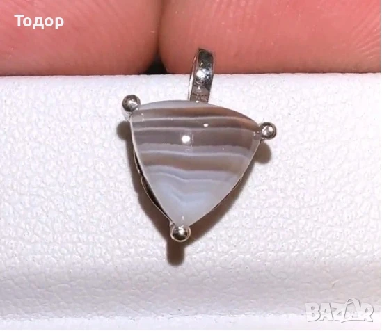 Сребарна висулка с Боствански ахат 1 гр., снимка 1